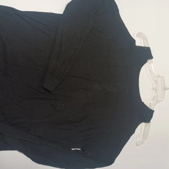 Franchesca's Black Cold Shoulder Tunic With Delicate Lace Hem - Picture 2 of 8